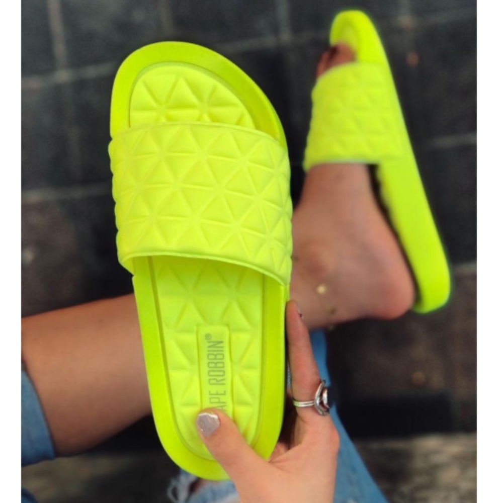 Neon Yellow Neoprene Slides - Picture 8 of 8